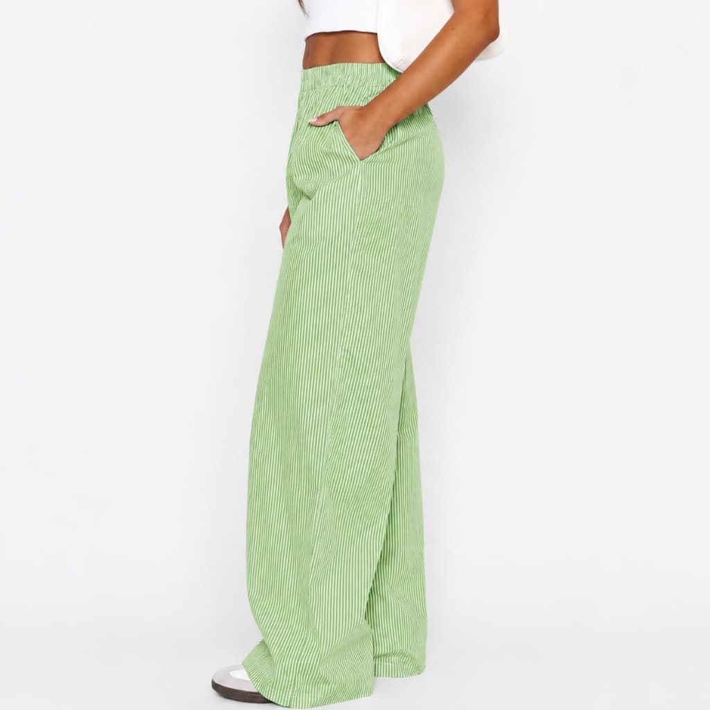 Striped Trousers With Pockets Ins Fashion Casual Wide Leg Straight Pants For Women Clothing thumbnail 6